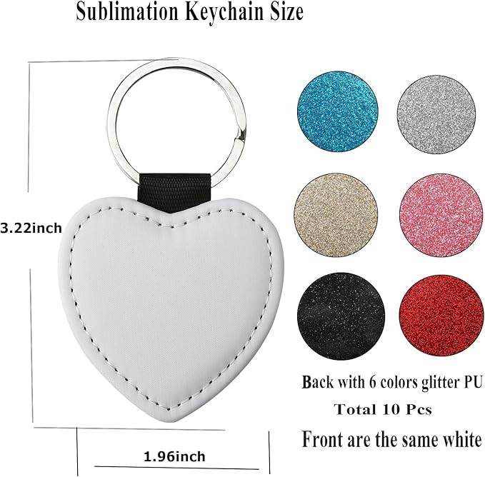 Personalized Photo or Text Glitter Heart Key Chain - Vegas Custom Creations