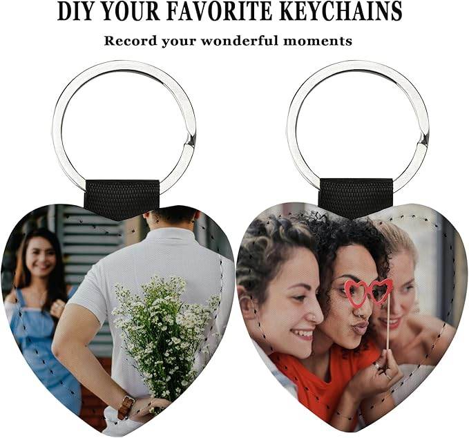Personalized Photo or Text Glitter Heart Key Chain - Vegas Custom Creations