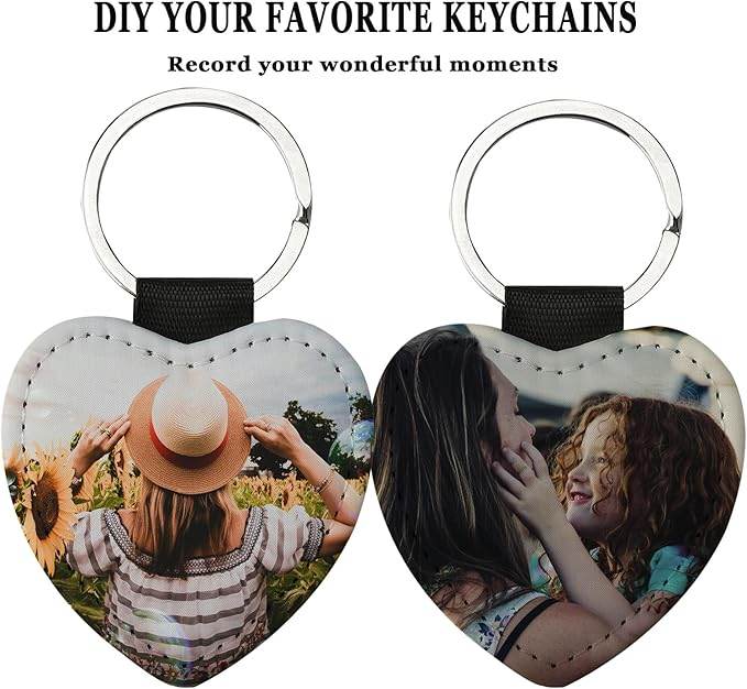 Personalized Photo or Text Glitter Heart Key Chain - Vegas Custom Creations