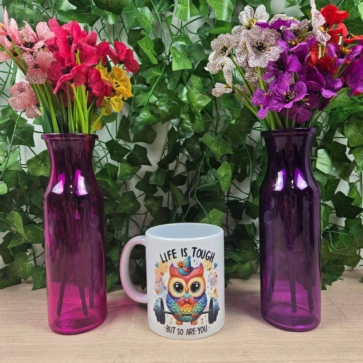 Life is Tough but So Are You Motivational Owl Coffee Mug - Vegas Custom Creations