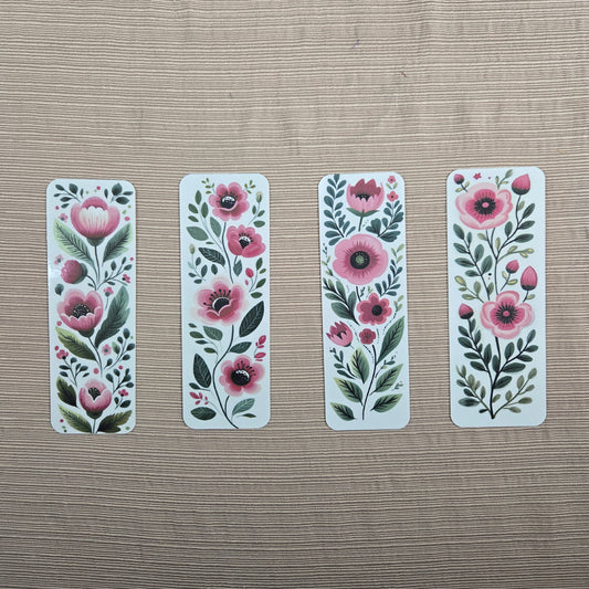 Pink Floral Bookmarks