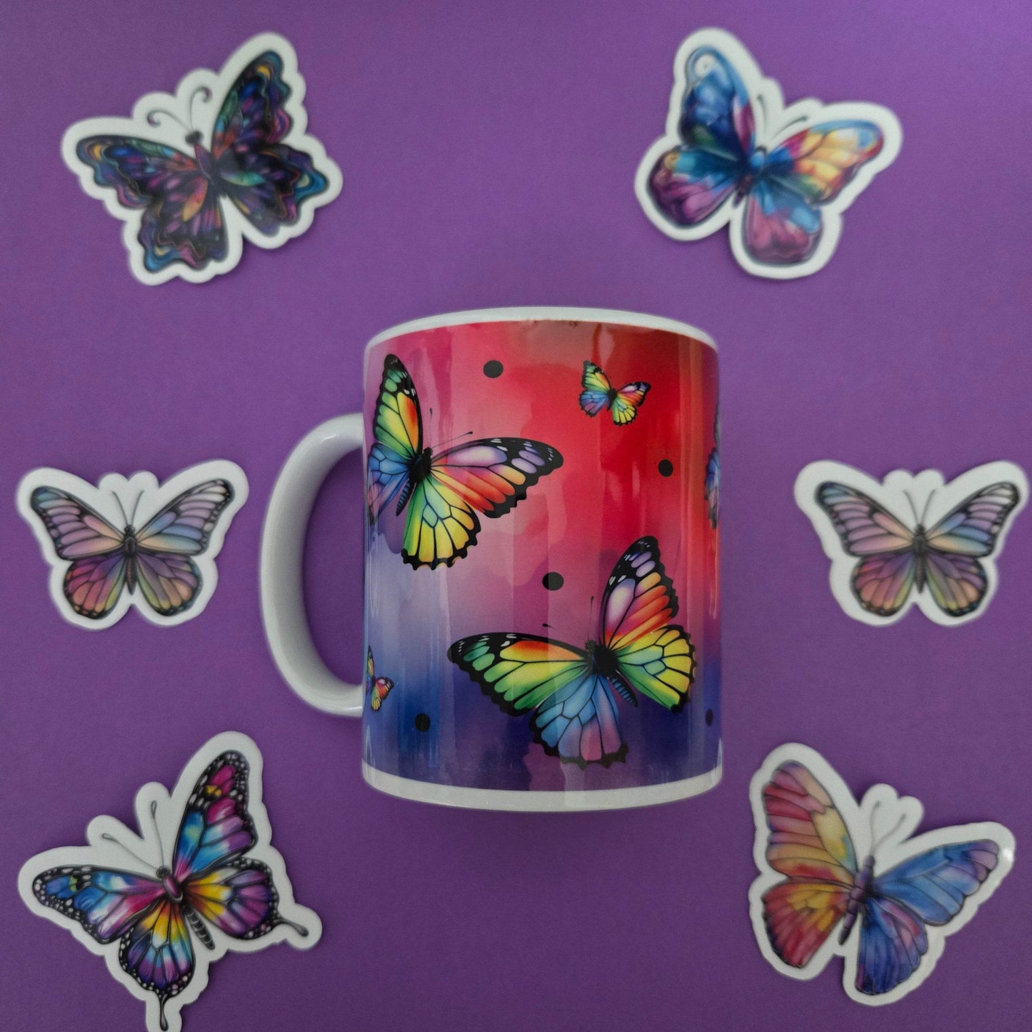 Rainbow Butterfly Coffee Mug - Vegas Custom Creations