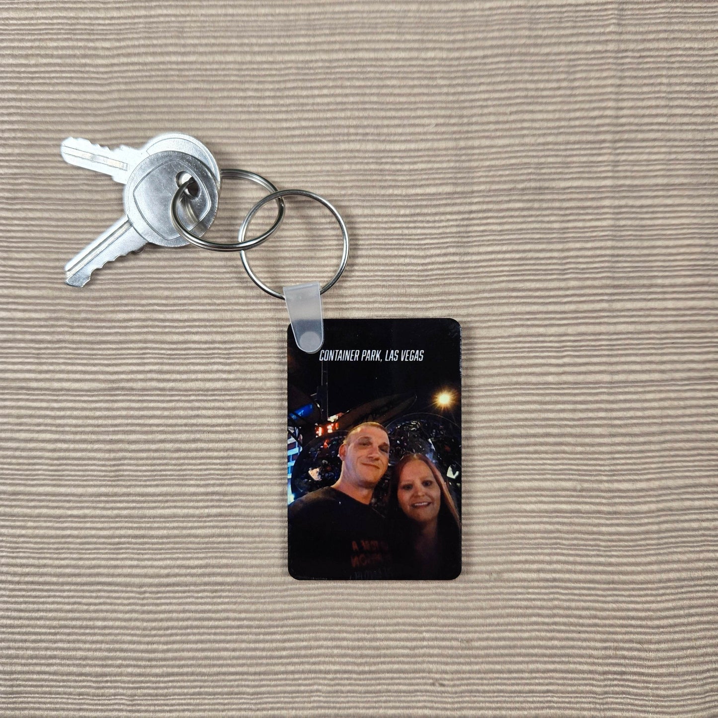Rectangle Double Sided Personalized Photo and Text Key Chain - Vegas Custom Creations