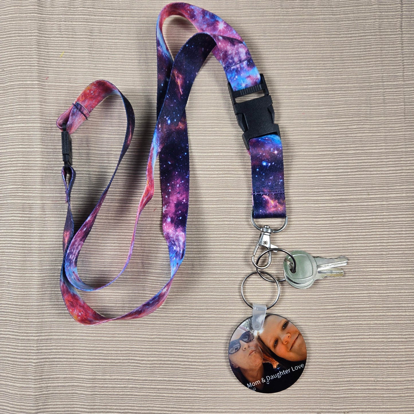 Round Double Sided Personalized Photo and Text Key Chain - Vegas Custom Creations