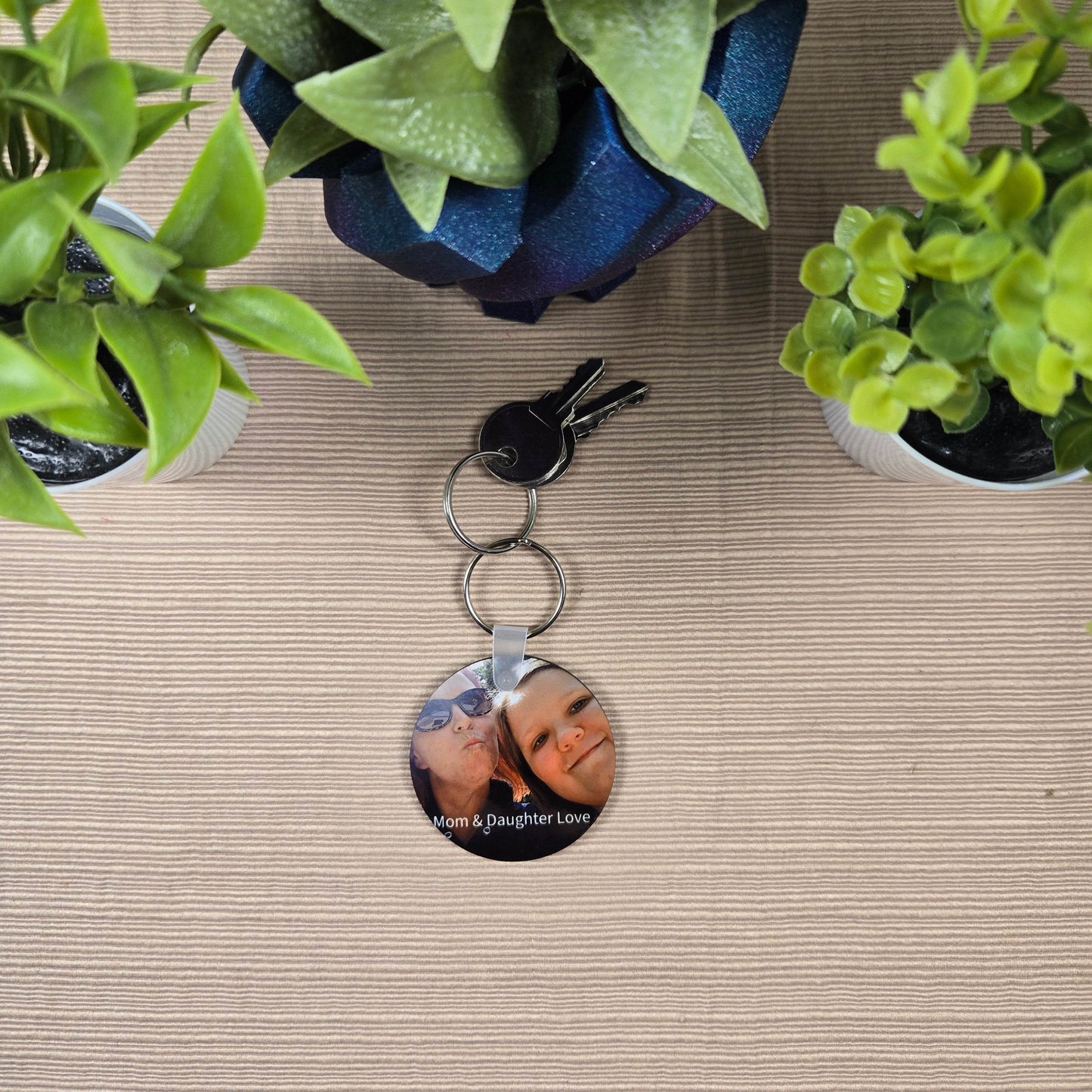 Round Double Sided Personalized Photo and Text Key Chain - Vegas Custom Creations