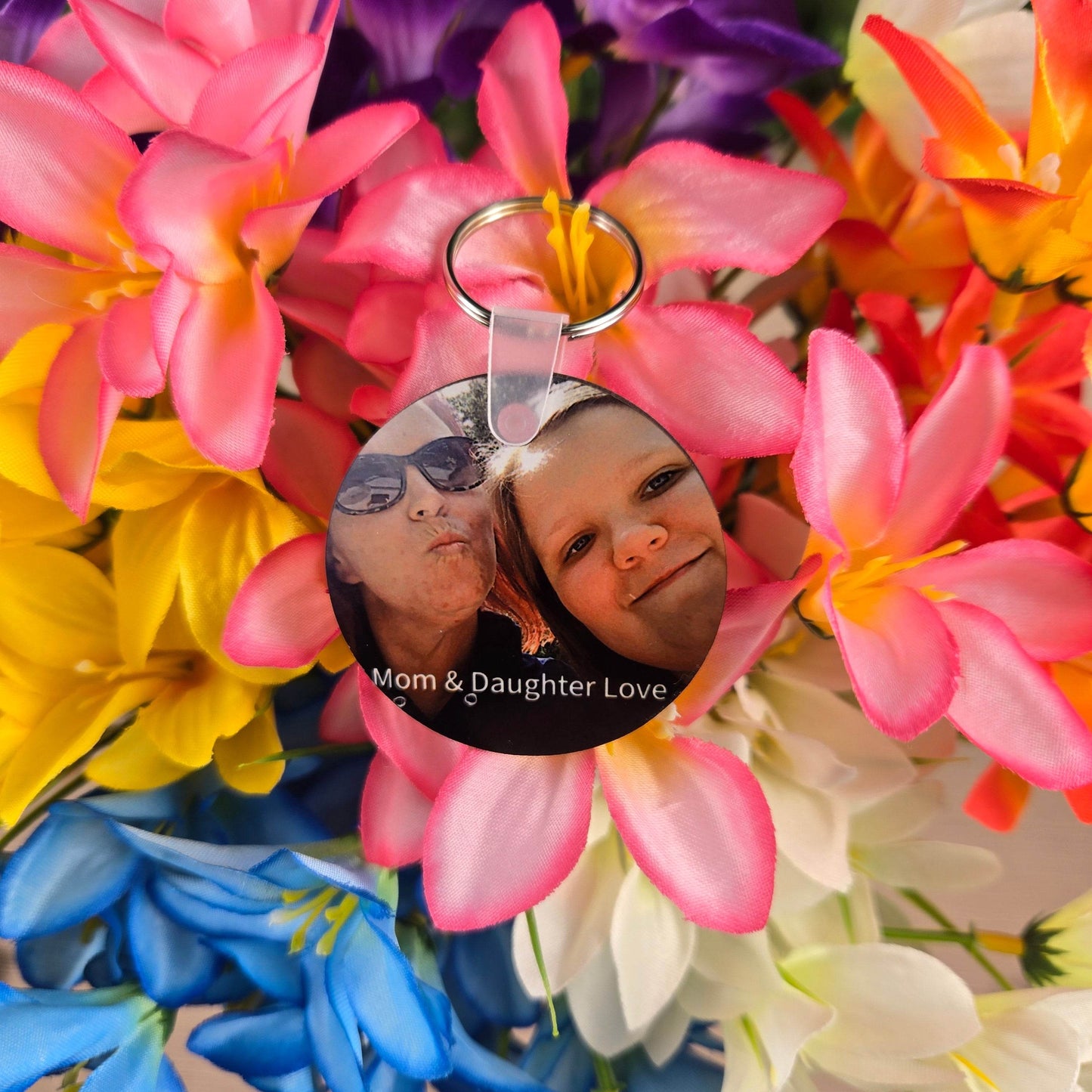 Round Double Sided Personalized Photo and Text Key Chain - Vegas Custom Creations