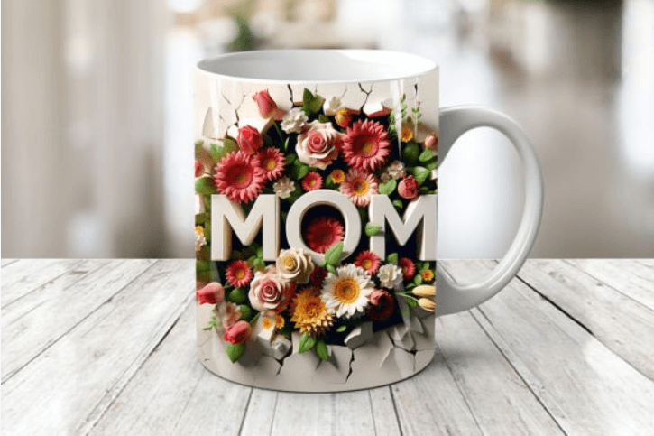 Beautiful Floral Love Mom Mug - Vegas Custom Creations
