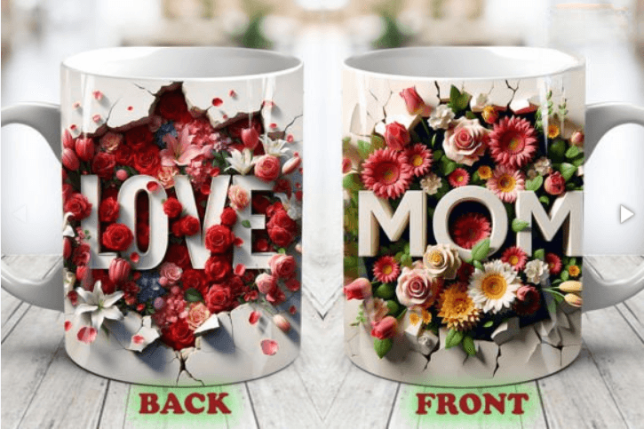 Beautiful Floral Love Mom Mug - Vegas Custom Creations