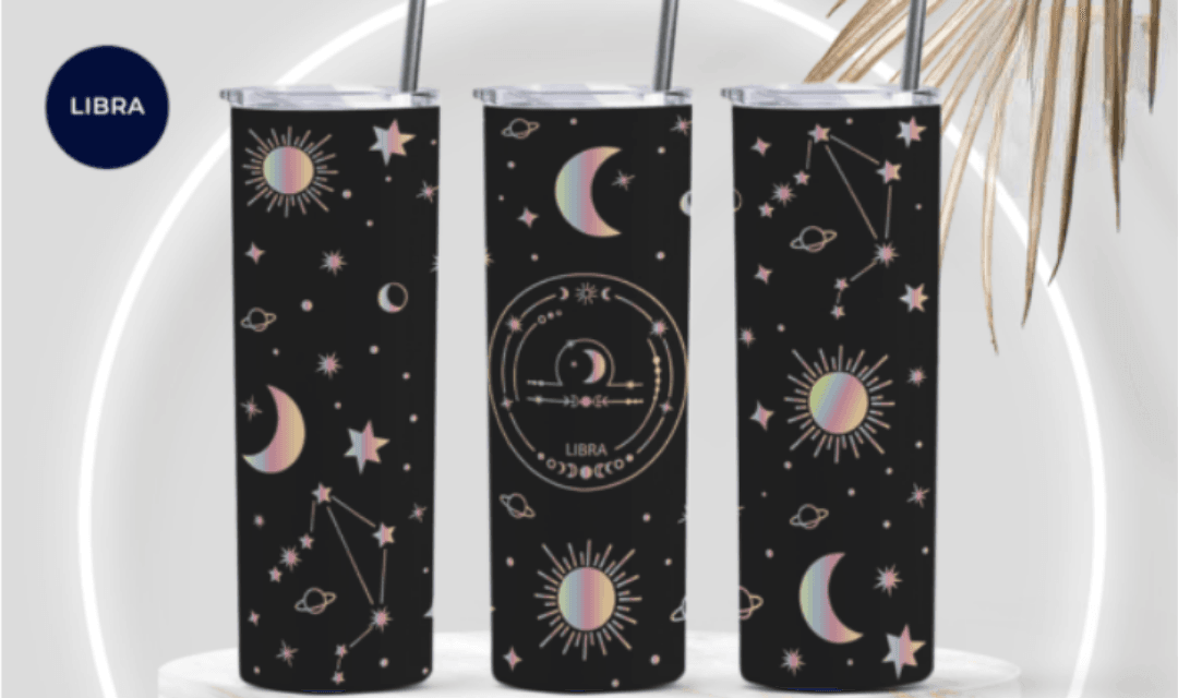 Zodiac Stars, Sun and Moon 20oz Skinny Tumbler (Multiple Designs Available) - Vegas Custom Creations