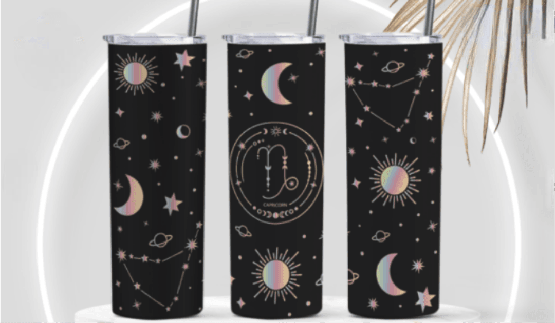 Zodiac Stars, Sun and Moon 20oz Skinny Tumbler (Multiple Designs Available) - Vegas Custom Creations