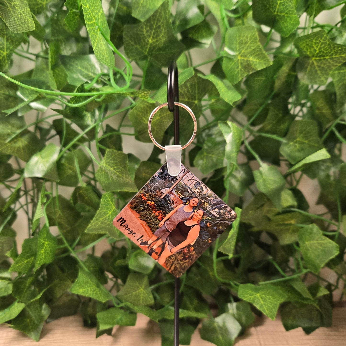 Square Double Sided Personalized Photo and Text Key Chain - Vegas Custom Creations