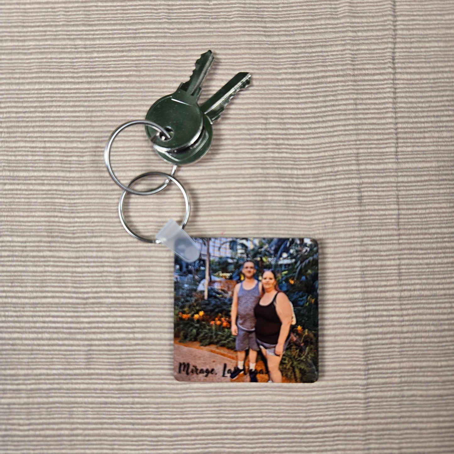 Square Double Sided Personalized Photo and Text Key Chain - Vegas Custom Creations