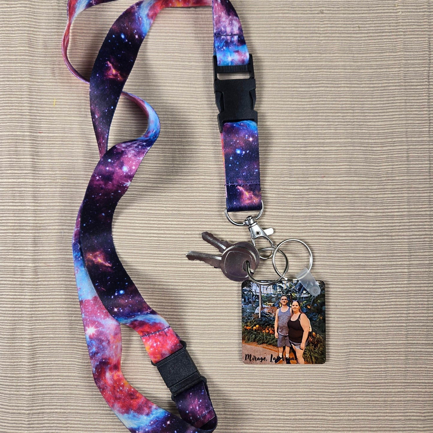 Square Double Sided Personalized Photo and Text Key Chain - Vegas Custom Creations