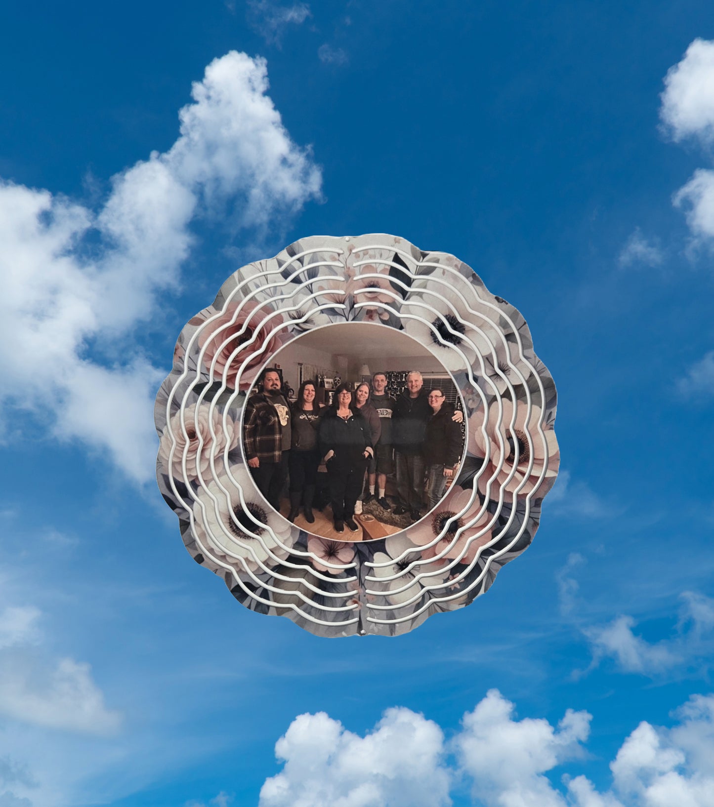 Personalized Photo 8" Floral Round Wind Spinner