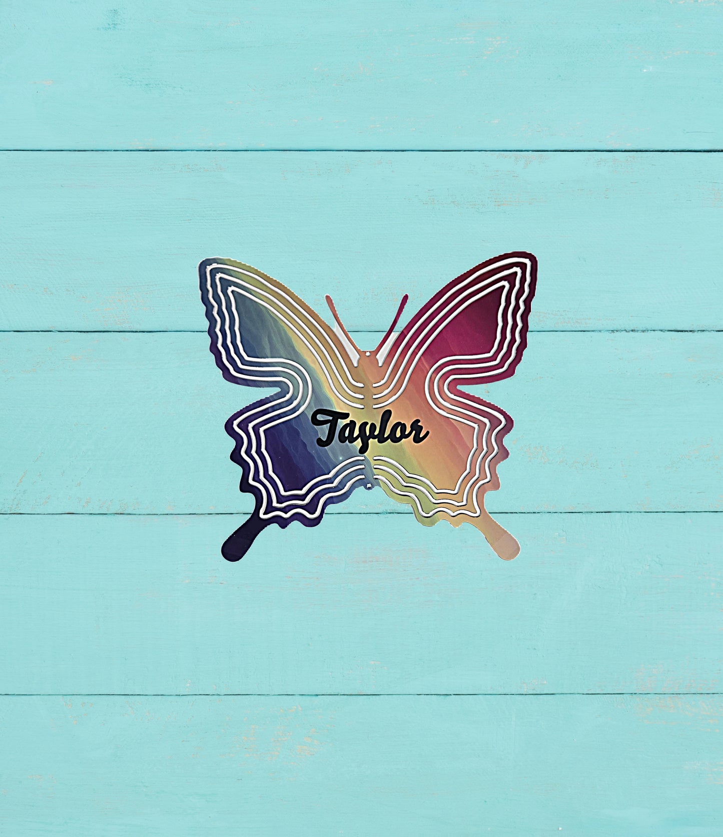 Customizable Rainbow Butterfly 8" Wind Spinner
