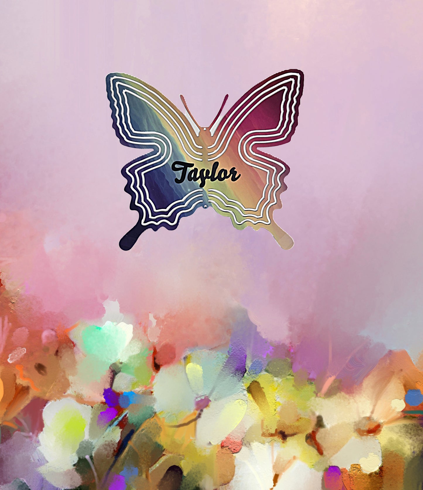 Customizable Rainbow Butterfly 8" Wind Spinner