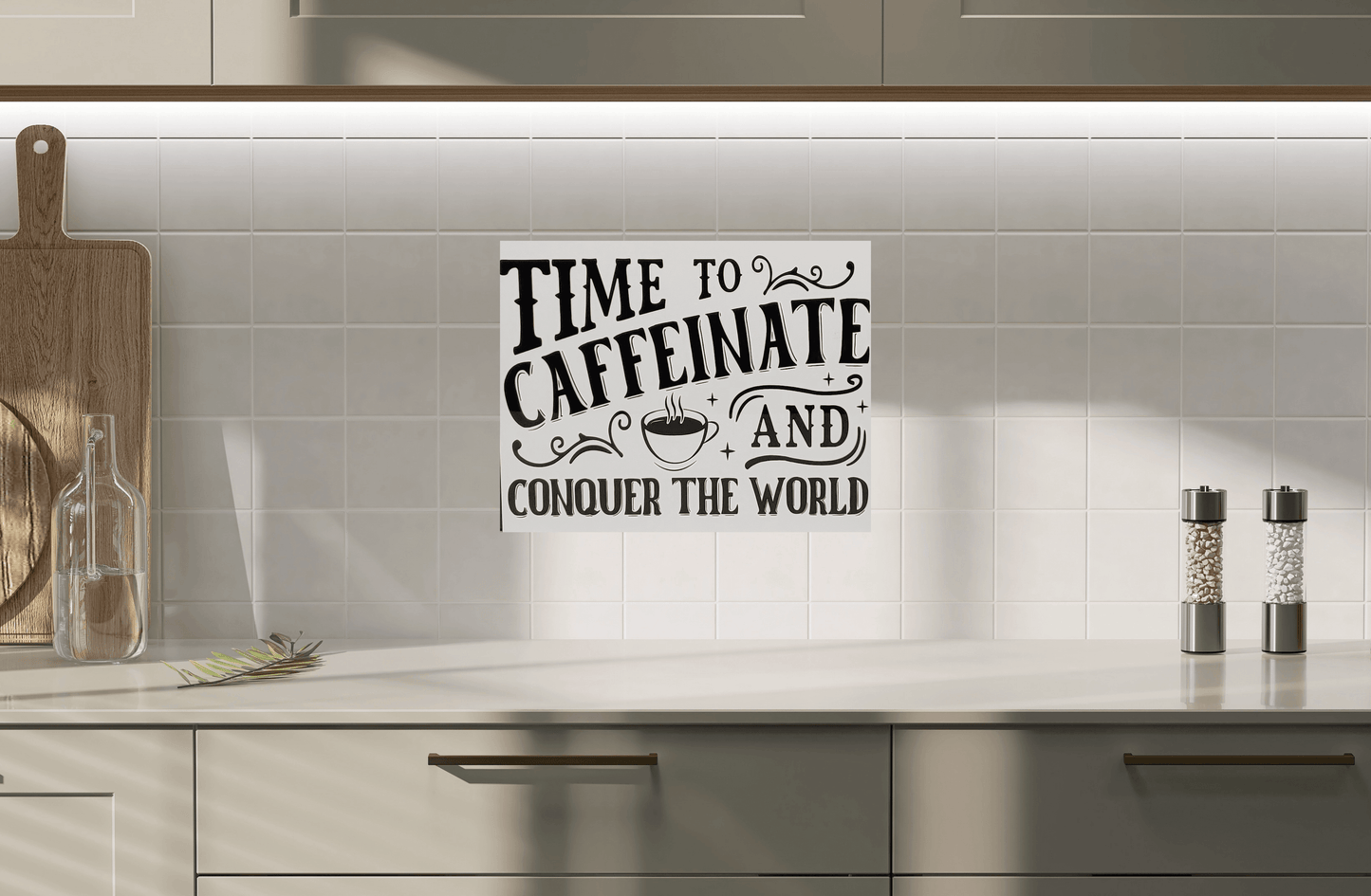 Time to Caffeinate and Conquer the World 8x10 Metal Sign - Vegas Custom Creations