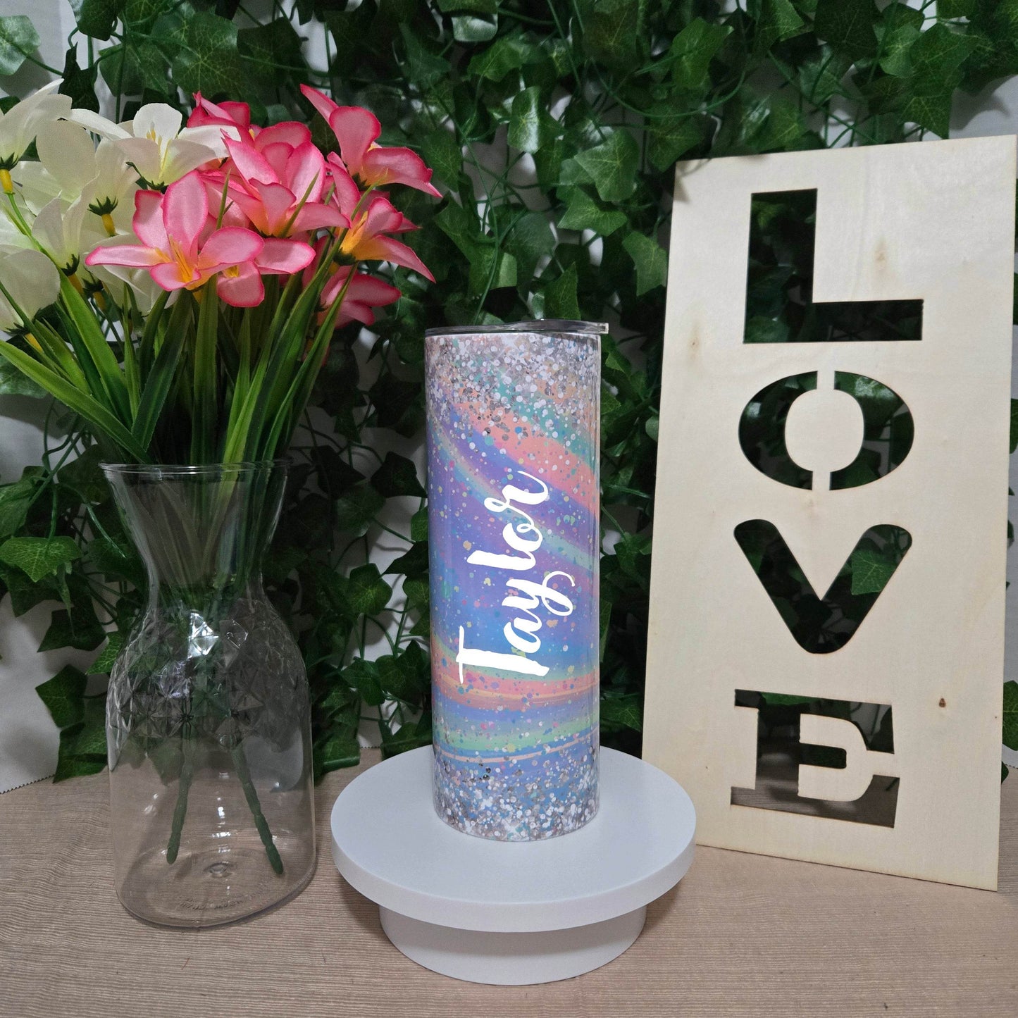 Personalized Glittery Opal Tumbler - Vegas Custom Creations