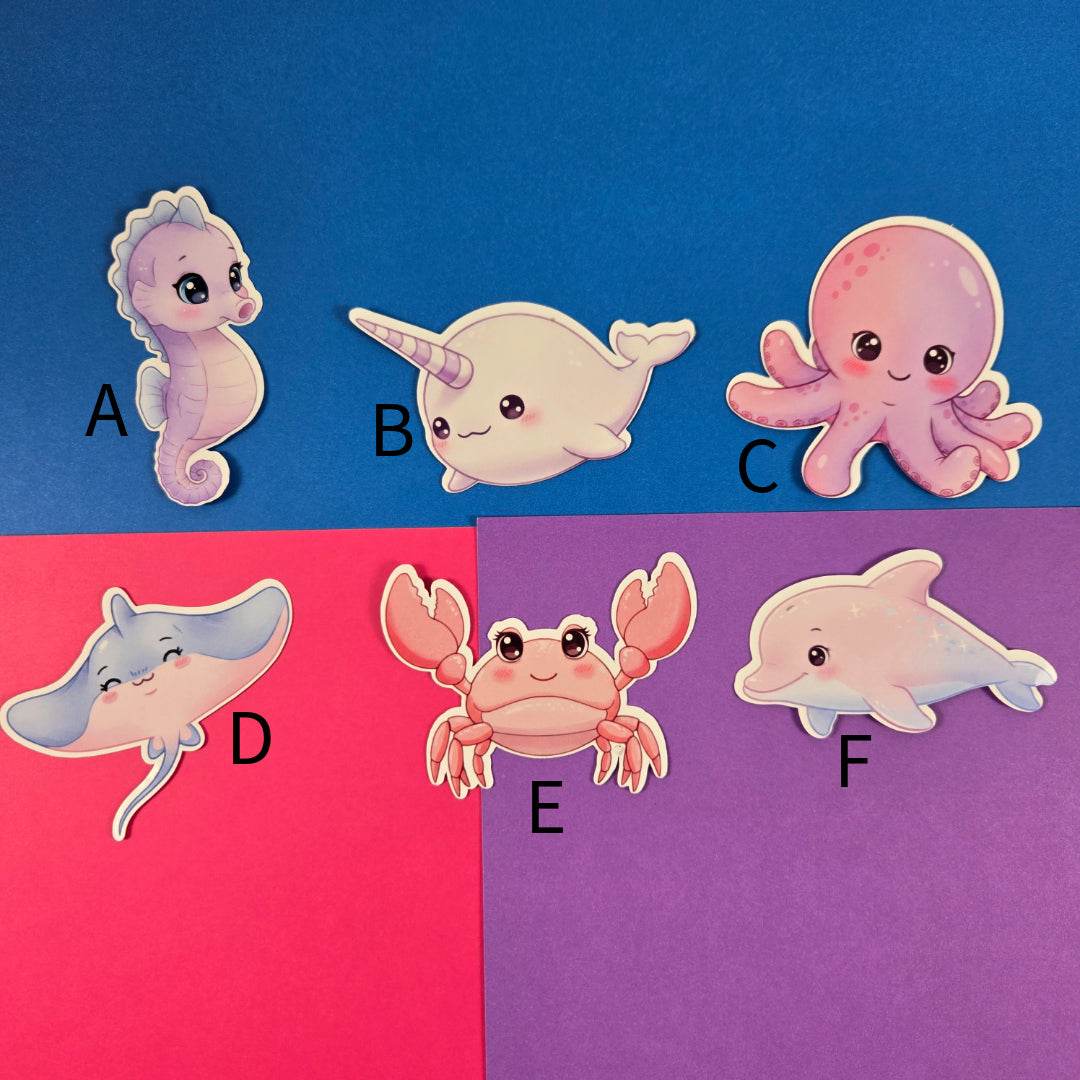 Cute Kawaii Sea Animal Stickers - Vegas Custom Creations