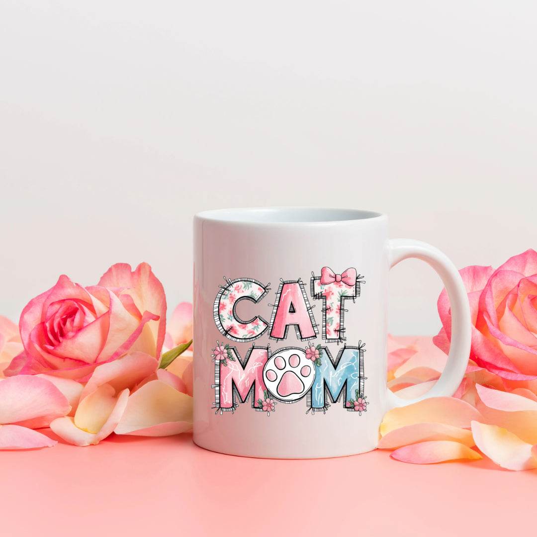 Cat Mom Patchwork 11oz or 15oz Mug - Vegas Custom Creations