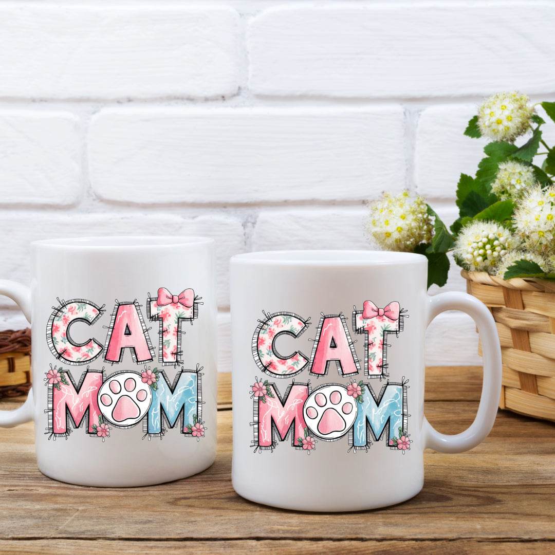 Cat Mom Patchwork 11oz or 15oz Mug - Vegas Custom Creations