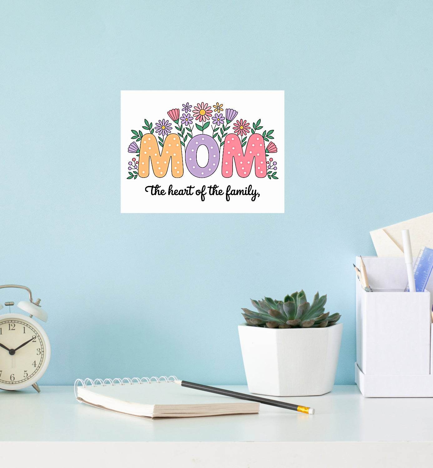 Mom, the Heart of the Family 8x10 Sign - Vegas Custom Creations