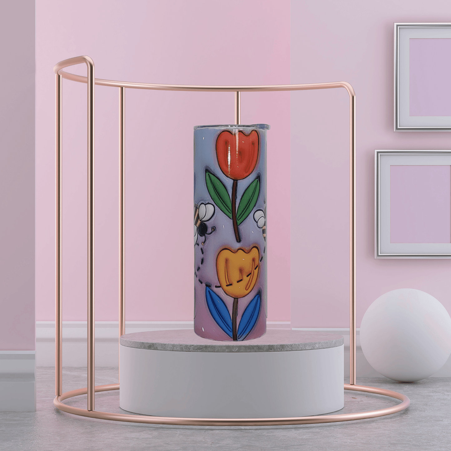 Inflated Bees and Flowers Tumbler - Vegas Custom Creations