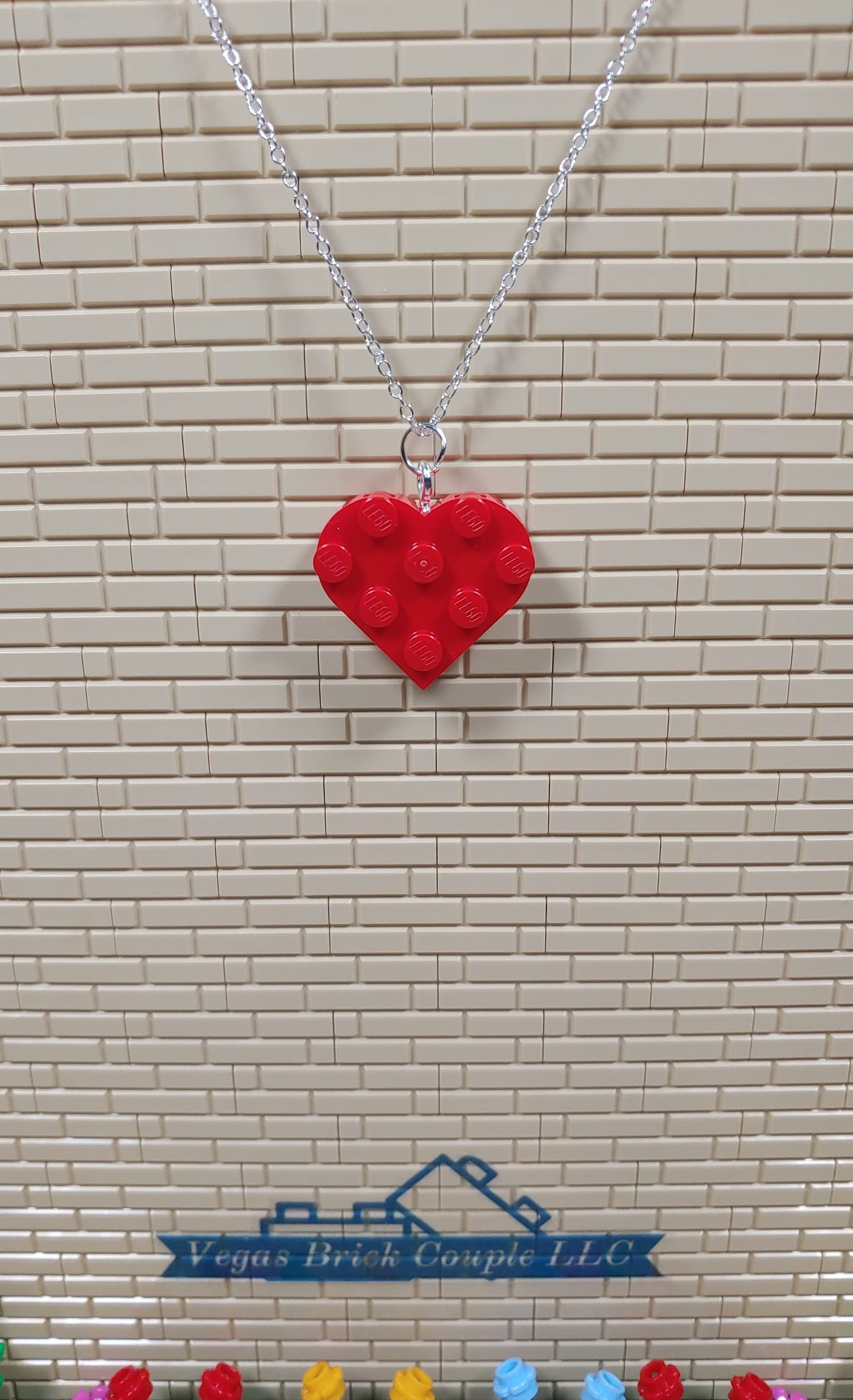 18" Silver Plated Lego® Red Heart Necklace image 2