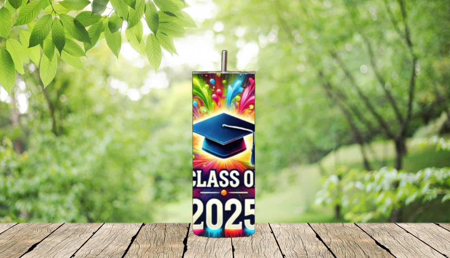 Class of 2025 Graduation with a Rainbow Burst Tumbler - Vegas Custom Creations