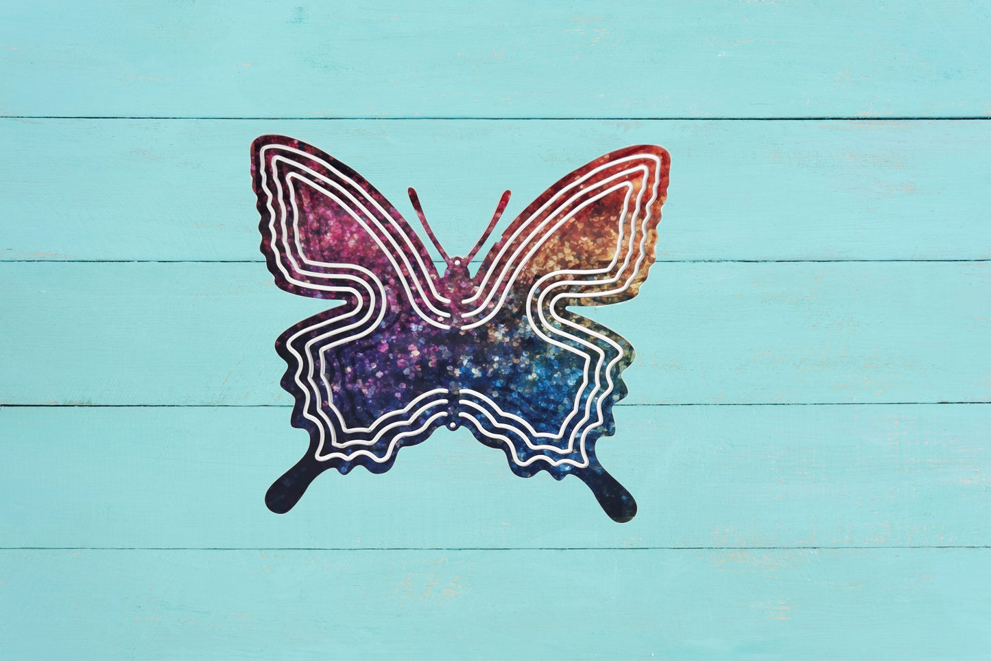 Rainbow Glitter Butterfly 8" Wind Spinner