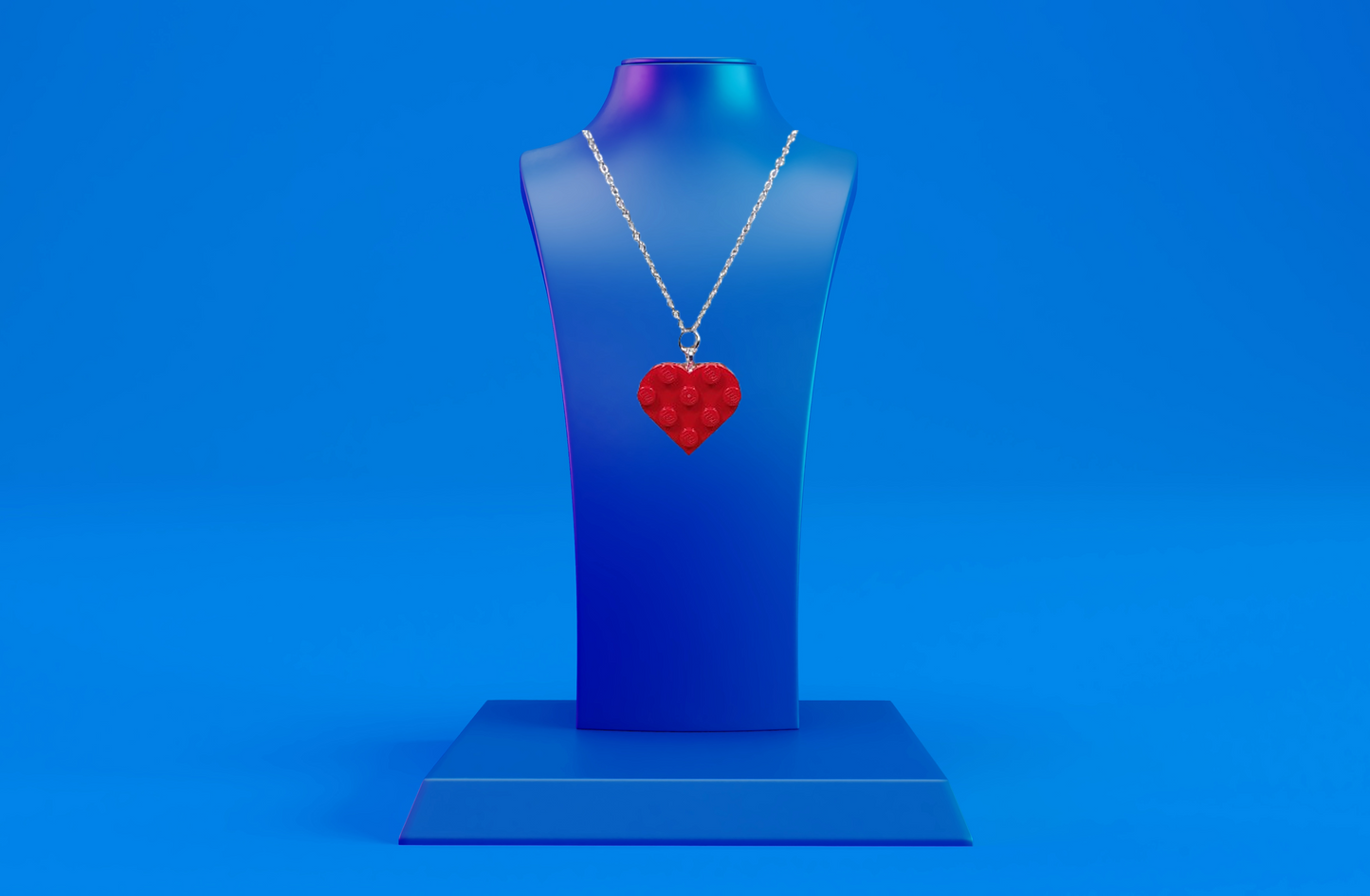 18" Silver Plated Lego® Red Heart Necklace image 0