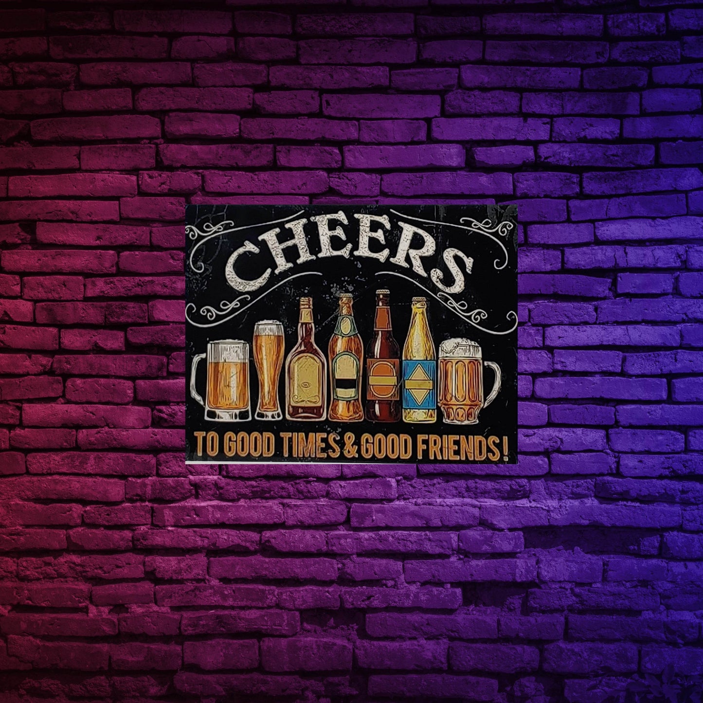 Cheers to Good Times and to Good Friends Aluminum Sign 8x10 - Vegas Custom Creations