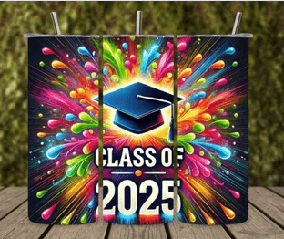 Class of 2025 Graduation with a Rainbow Burst Tumbler - Vegas Custom Creations