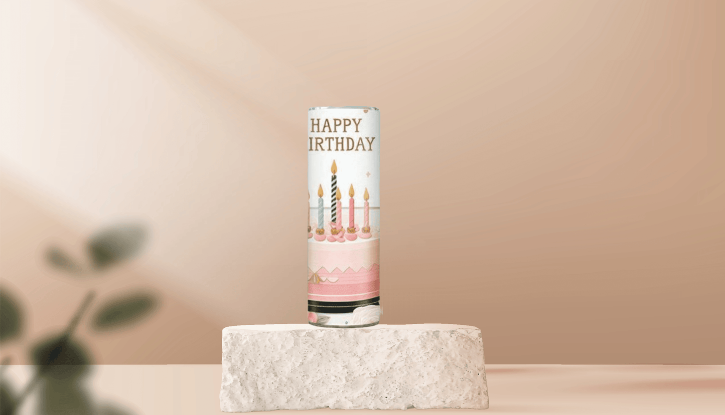 Happy Birthday with Cake Tumbler - Vegas Custom Creations