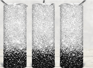 Black and Sliver Glitter Tumbler - Vegas Custom Creations