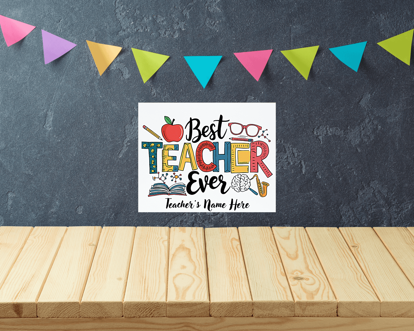 Personalized Best Teacher Ever Aluminum Sign 8x10 - Vegas Custom Creations