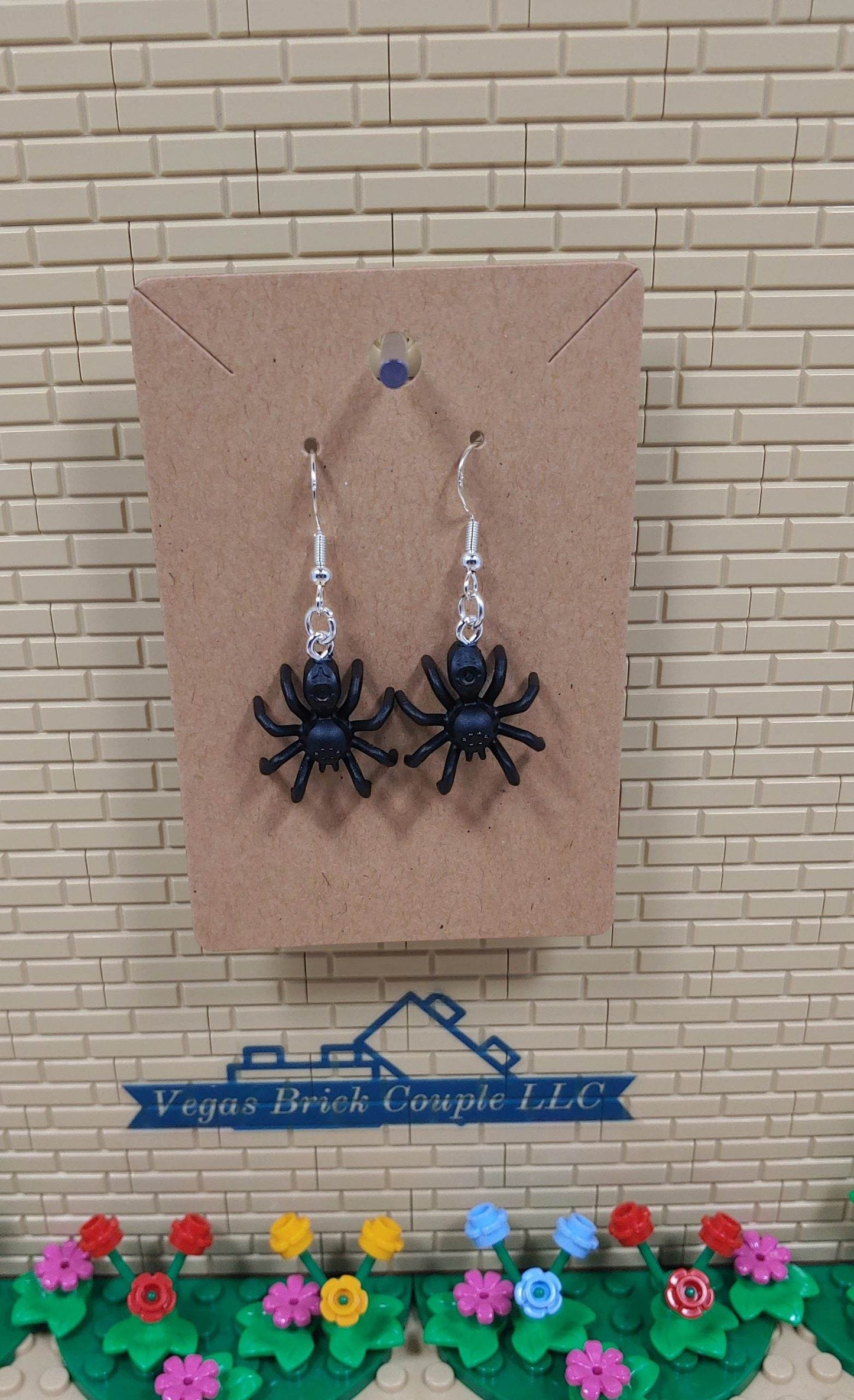 Spider Dangling Silver Plated Hook Earrings - Vegas Custom Creations