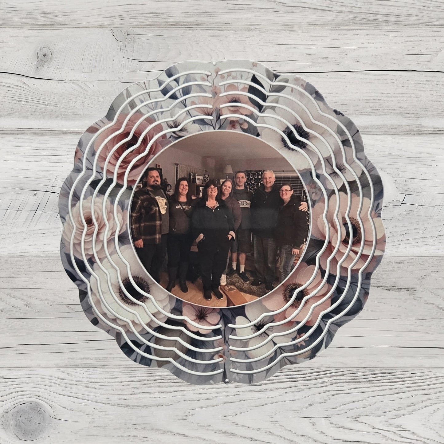 Personalized Photo 8" Floral Round Wind Spinner