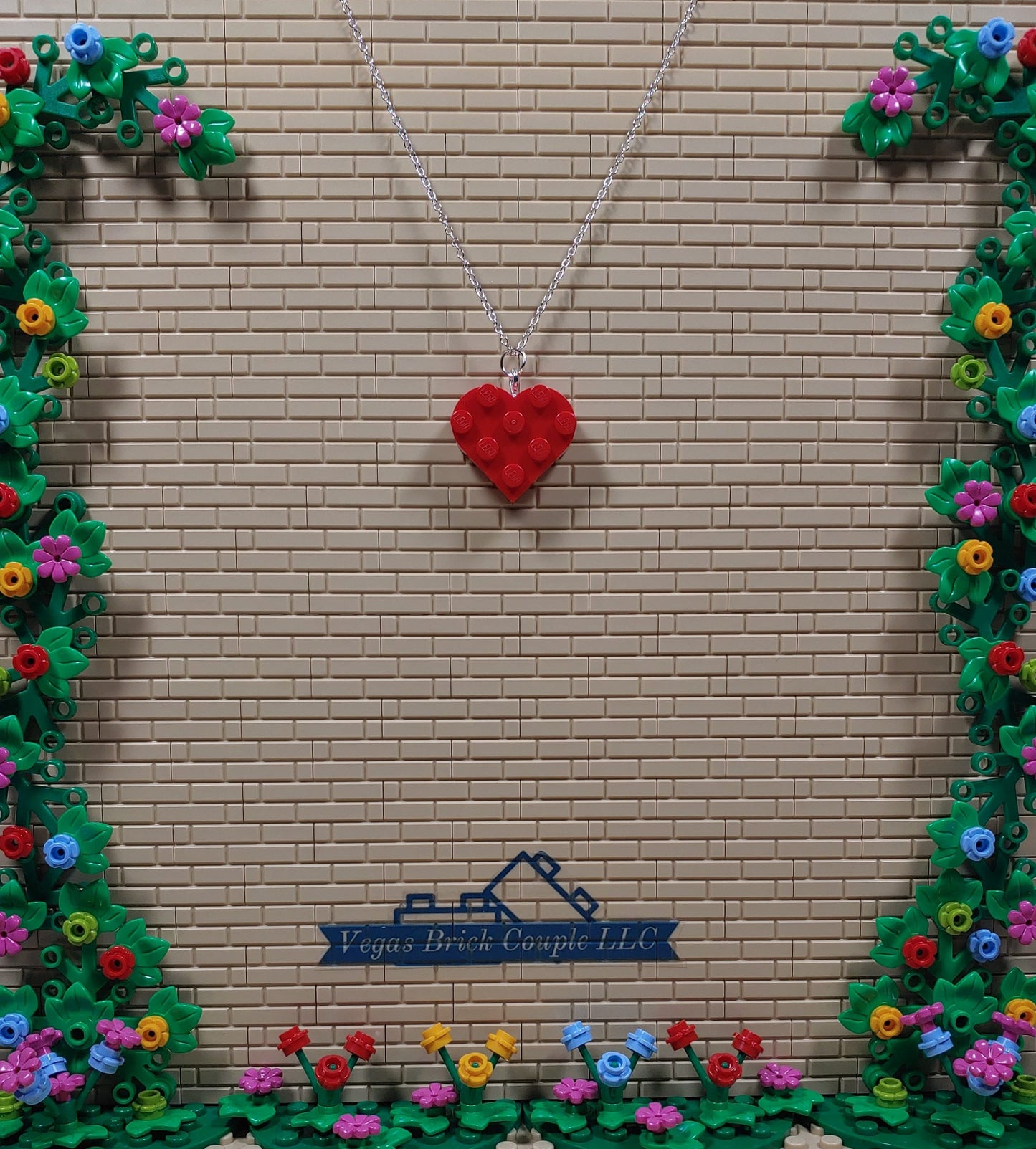 18" Silver Plated Lego® Red Heart Necklace image 4