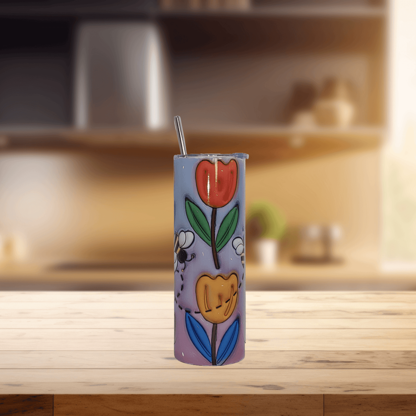 Inflated Bees and Flowers Tumbler - Vegas Custom Creations