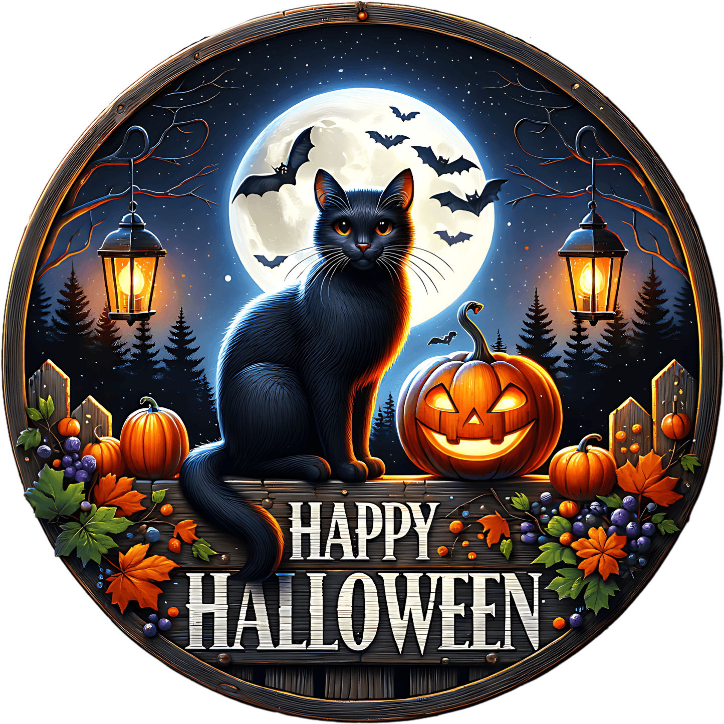 Round Frightfully Spooky Halloween Sign (Multiple Designs and Sizes Available) - Vegas Custom Creations