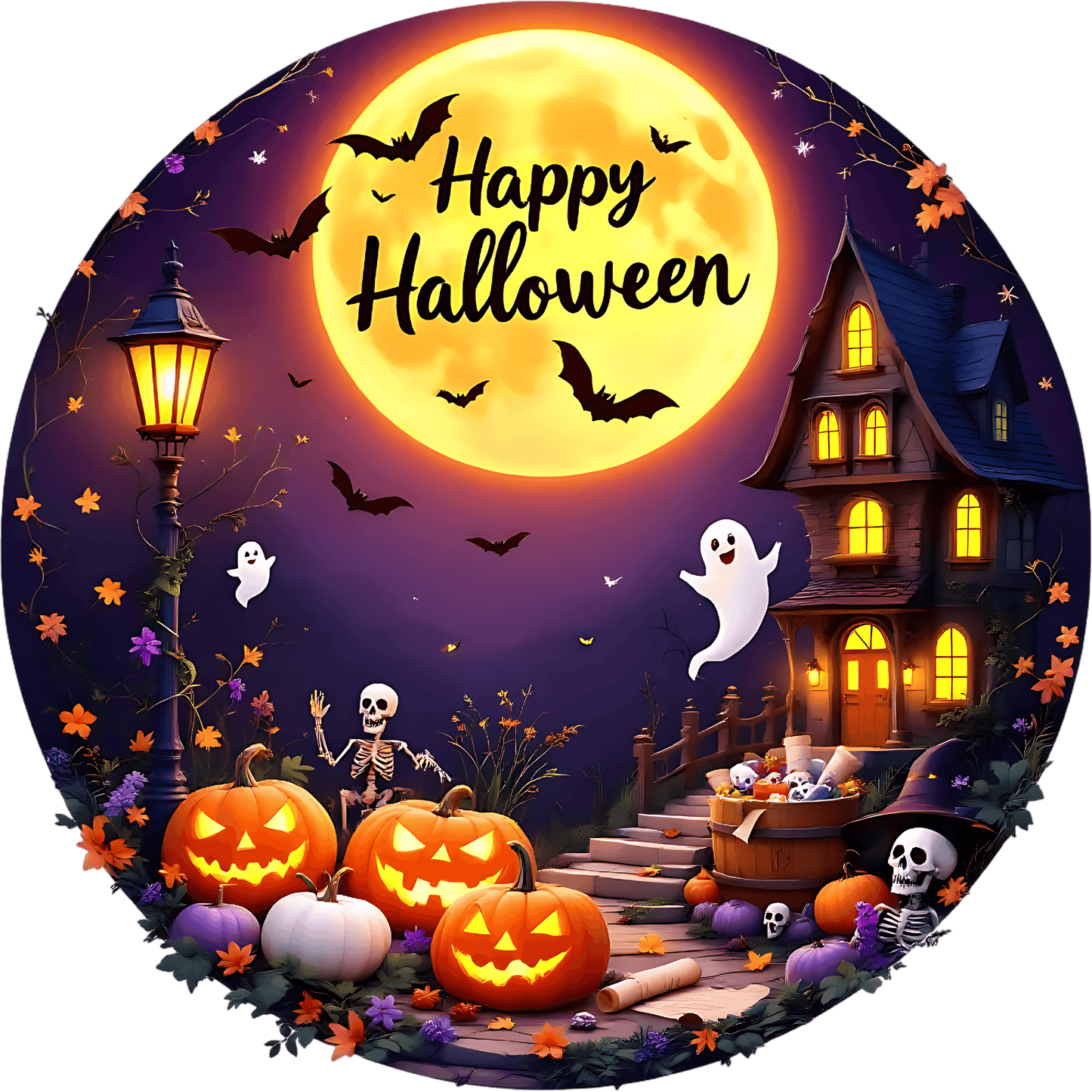 Round Ghoulishly Spooky Halloween Sign (Multiple Designs and Sizes Available) - Vegas Custom Creations