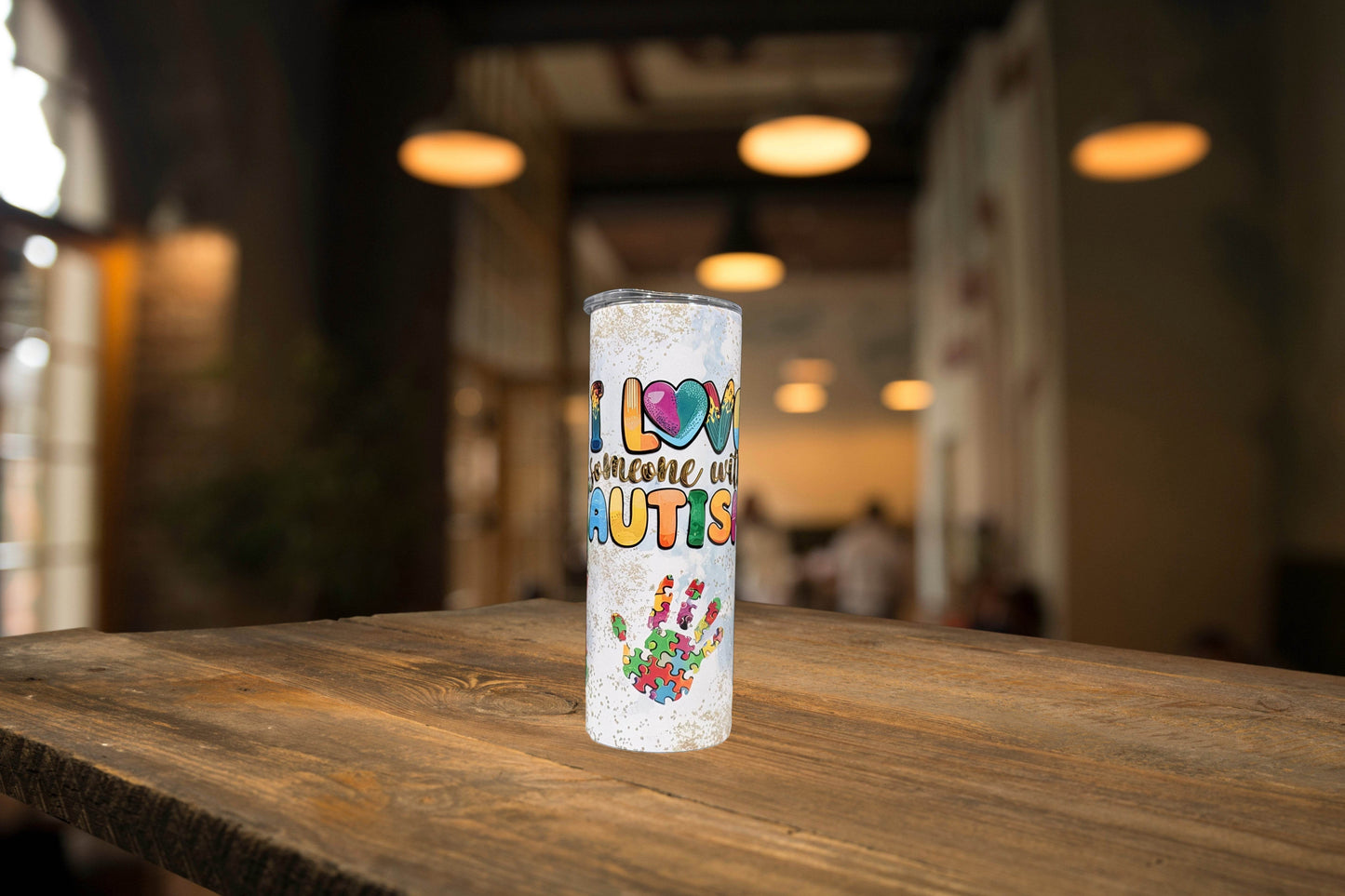 I Love Someone with Autism Puzzle and Hand print Tumbler - Vegas Custom Creations