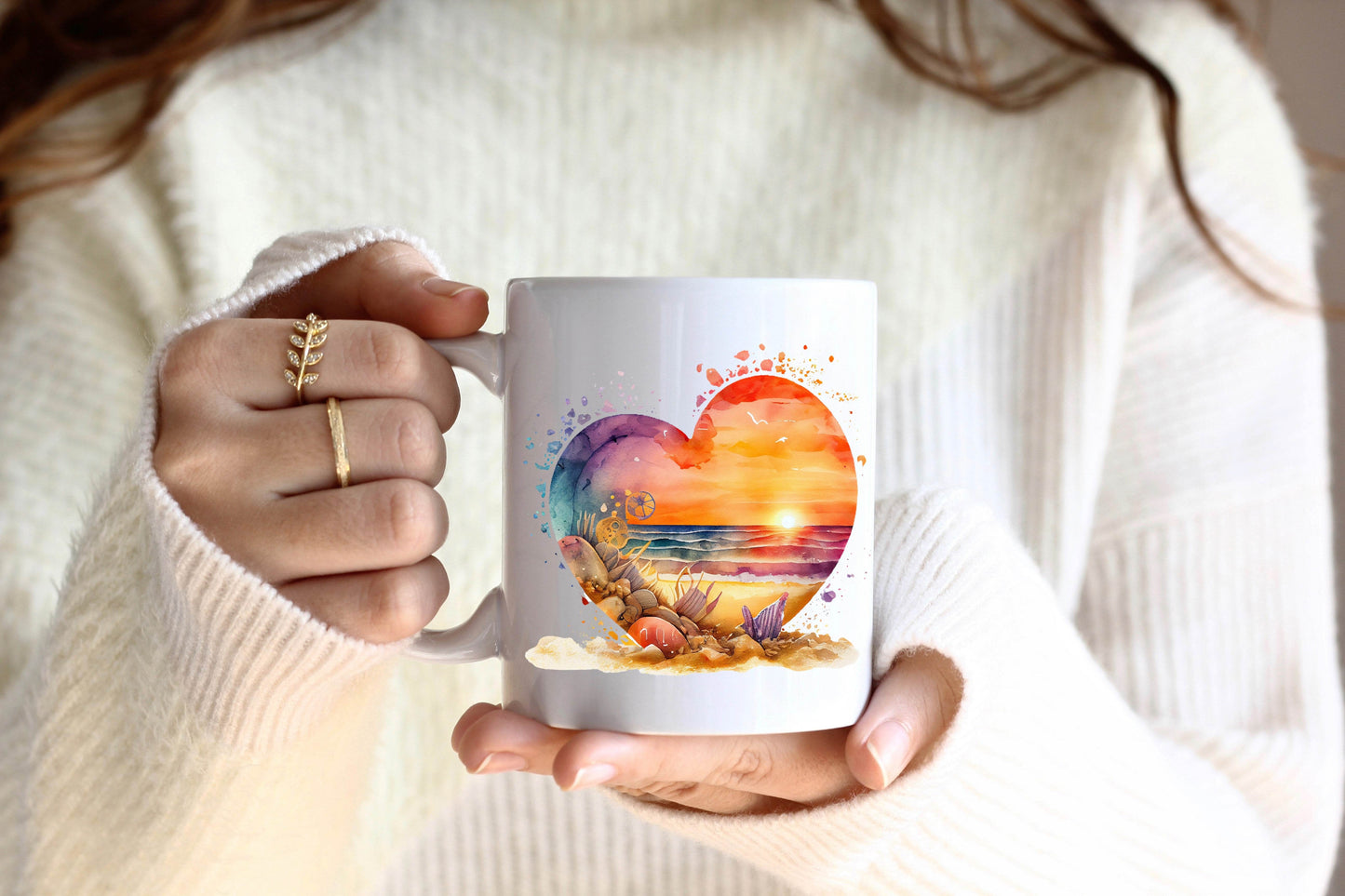 Beautiful Beach Scene in Heart Mug - Vegas Custom Creations