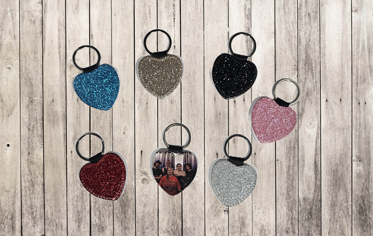 Personalized Photo or Text Glitter Heart Key Chain - Vegas Custom Creations