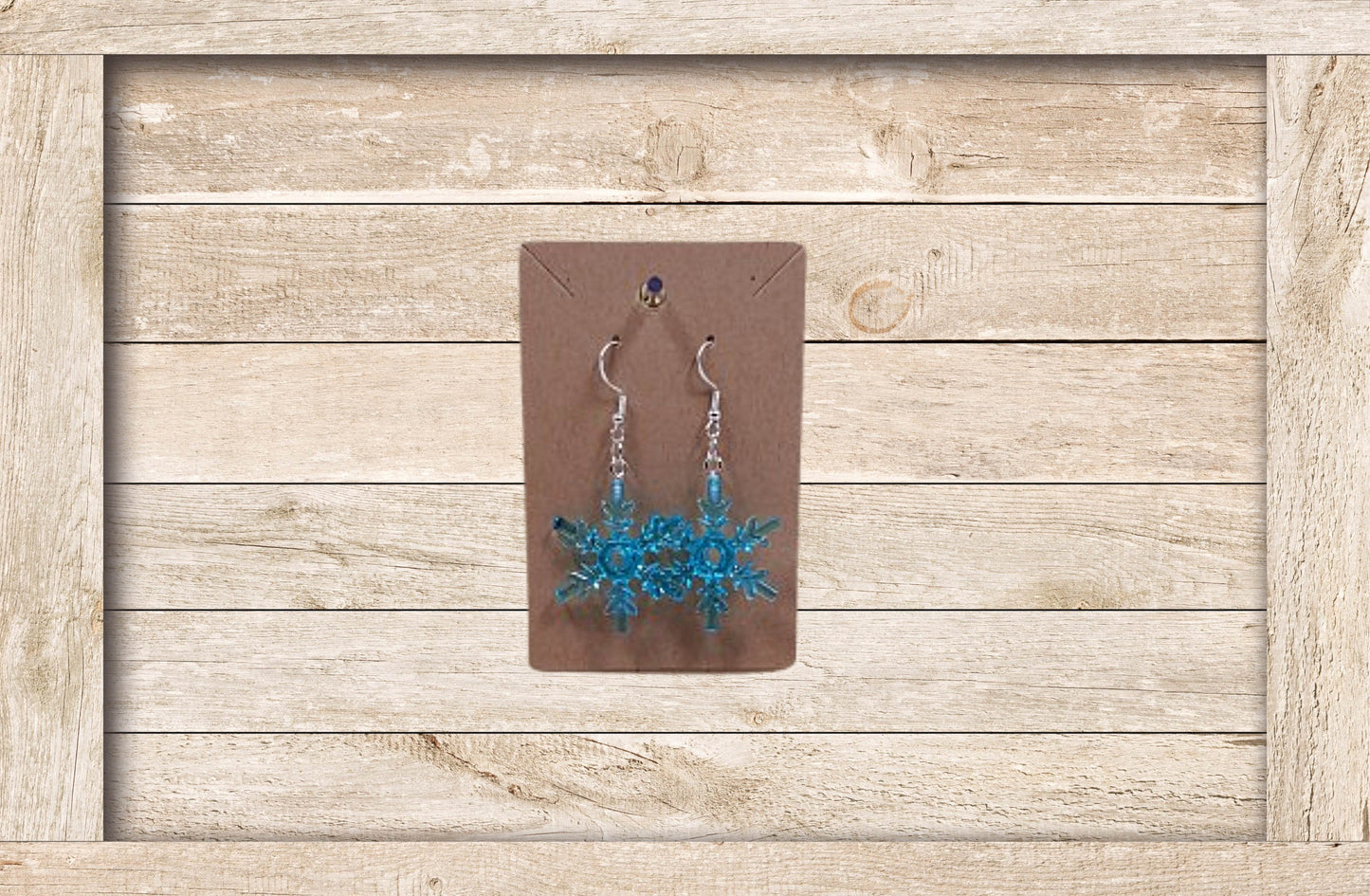 Lego® Transparent Blue Snowflake Dangling Silver Plated Hook Earrings - Vegas Custom Creations