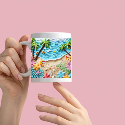 3D Beach Scene 11oz or 15oz Coffee Mug - Vegas Custom Creations