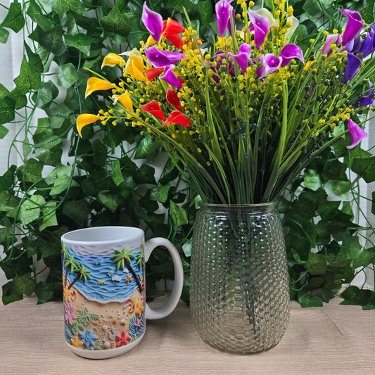 3D Beach Scene 11oz or 15oz Coffee Mug - Vegas Custom Creations