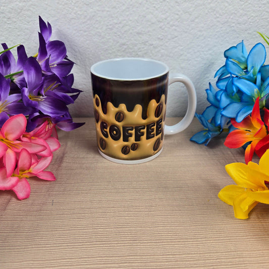 Inflated Coffee with Coffee Beans Mug - Vegas Custom Creations