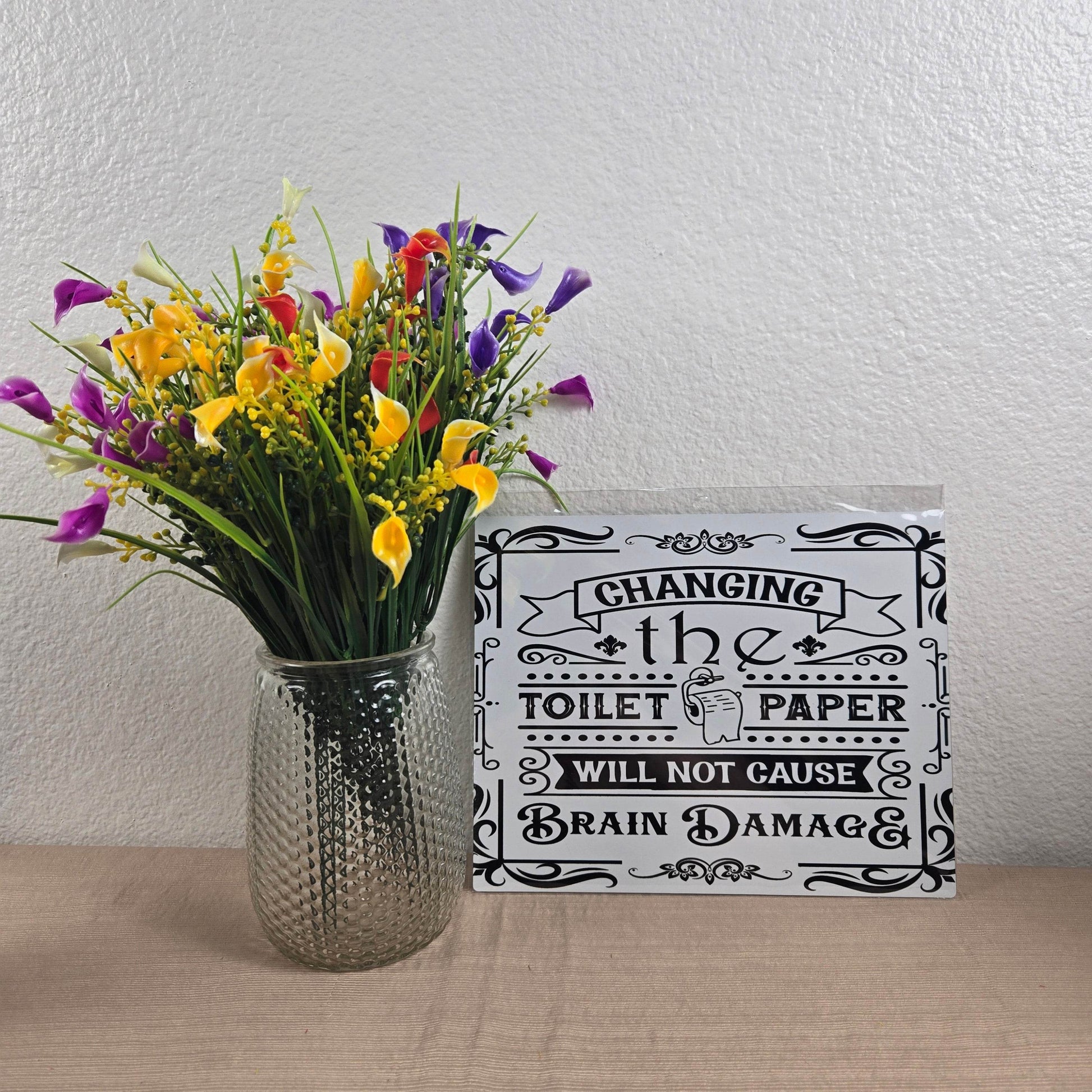 Changing the Toilet Paper will NOT cause Brain Damage Aluminum Sign 8x10 - Vegas Custom Creations